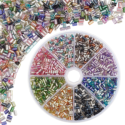 80G 8 Colors Glass Bugle Beads GLAA-PH0003-71-1