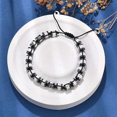 Adjustable Natural Howlite and Non-magnetic Synthetic Hematite Braided Bead Bracelets BJEW-Z090-01O-1