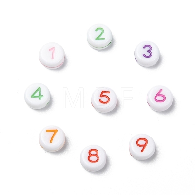 Opaque Acrylic Flat Round Beads SACR-Q100-M034-1