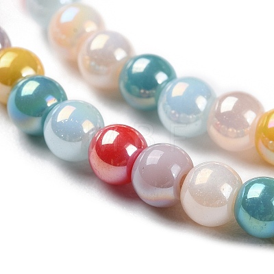 Opaque Electroplate Glass Beads Strands GLAA-P056-4mm-A01-1