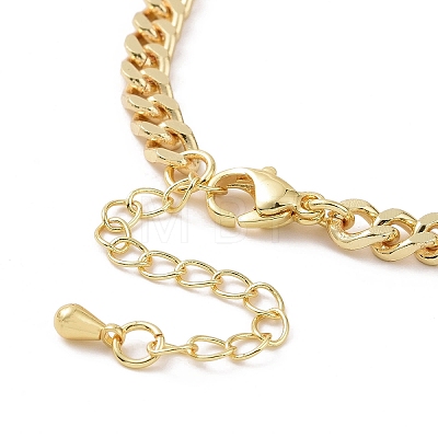 Cubic Zirconia Leopard Link Bracelet Brass Curb Chains for Women BJEW-G664-01G-04-1