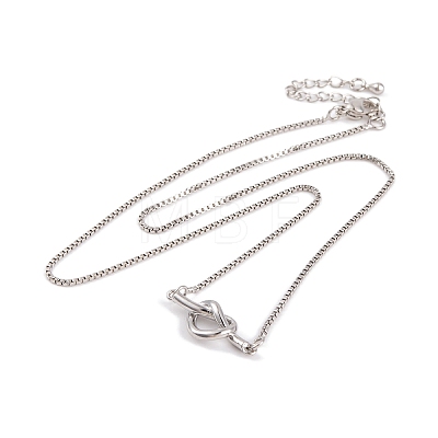 Heart Knot Rack Plating Brass Pendant Necklaces NJEW-S423-02P-1
