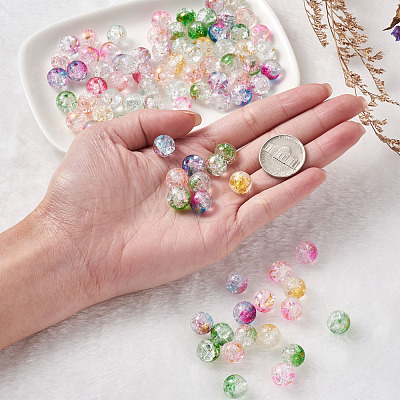 Transparent Spray Painted Crackle Glass Beads Strands GLAA-TA0003-09-1