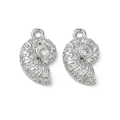 Brass Micro Pave Clear Cubic Zirconia Charms KK-P355-01C-P-1