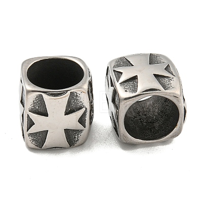 316 Surgical Stainless Steel with Rhinestone Large Hole Cube Beads STAS-Q326-08AS-02-1