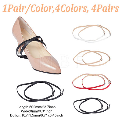 GOMAKERER 4 Pairs 4 Colors PU Leather Shoelaces DIY-GO0001-78-1