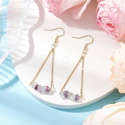 304 Stainless Steel with Natural Fluorite Dangle Earrings EJEW-JE06010-07-1