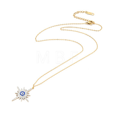 Rhinestone Sun Pendant Necklace with Cable Chains NJEW-P229-02G-1