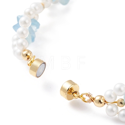 Natural Mixed Stone Chip & Shell Pearl Beaded Bracelet X1-BJEW-TA00029-1