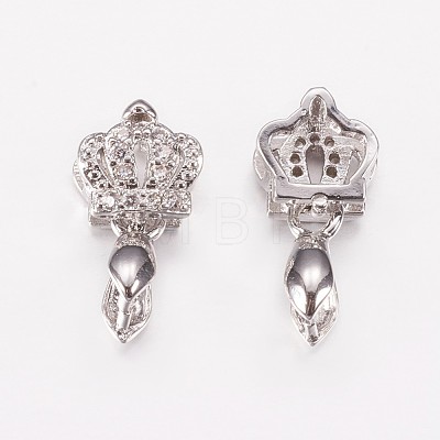 Long-Lasting Plated Brass Micro Pave Cubic Zirconia Ice Pick Pinch Bails ZIRC-F069-22P-1
