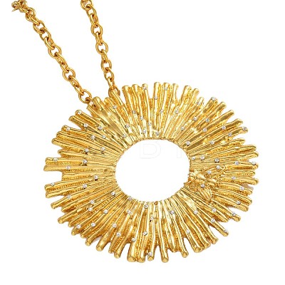 Exaggerated Alloy Crystal Rhinestone Sun Big Pendant Necklaces for Women WG395AB-01-1