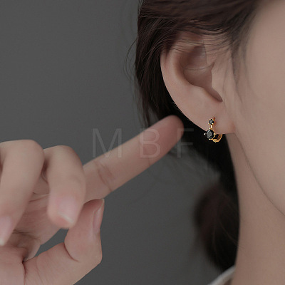 Brass Cubic Zirconia Hoop Earrings FS-WG07C05-01-1
