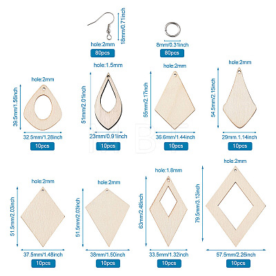 Natural Wood Big Pendants DIY-TA0008-66-1