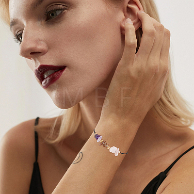 2Pcs 2 Styles Natural Quartz & Lapis Lazuli & Amethyst & Smokey Quartz & Rose Quartz & Synthetic Hematite Bead Braided Bead Bracelets BJEW-FH0001-06A-1