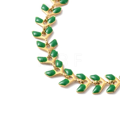 Enamel Ear of Wheat Link Chain Necklace NJEW-P220-02G-07-1