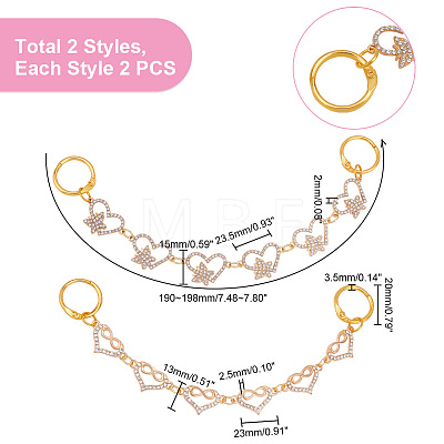 Heart with Butterfly/Infinity Alloy Rhinestone Link Shoe Decoration Chain FIND-AB00008-1