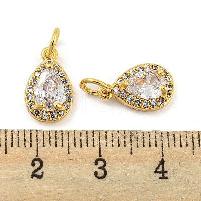 Brass Micro Pave Clear Cubic Zirconia Charms KK-G490-20G-1