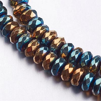 Faceted Non-magnetic Synthetic Hematite Bead Strands G-F337-35-1