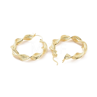 Brass Twist Rope Shape Hoop Earrings for Women EJEW-F303-08G-1