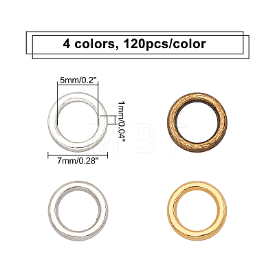 480Pcs 4 Colors Alloy Round Rings FIND-CA0001-98-1