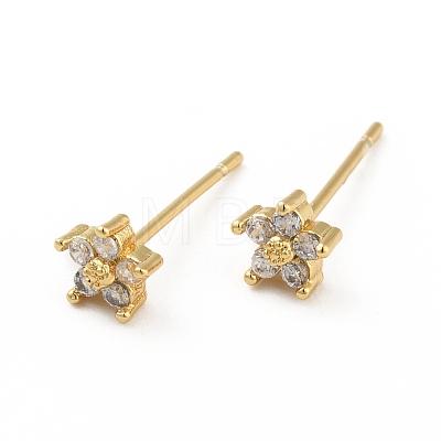 Cubic Zirconia Flower Stud Earrings EJEW-C035-15G-05-1