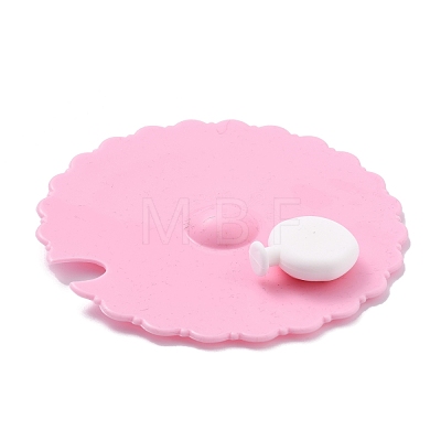 Cat Paw Print Food Grade Silicone Cup Cover Lid AJEW-G031-01-1