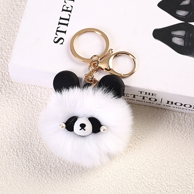 Red Pnada Furry Pom-Pom Keychain for Women PW-WG95C5D-01-1