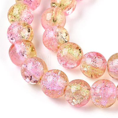 1Strand Two Tone Transparent Crackle Glass Round Beads Strands X-CCG-Q002-8mm-03-1