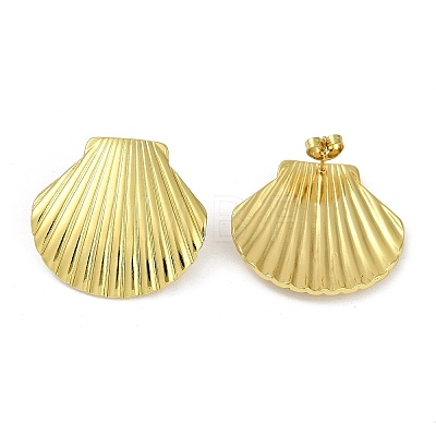 PVD Vacuum Plating 201 Stainless Steel Shell Shaped Stud Earrings for Women EJEW-F345-04G-1