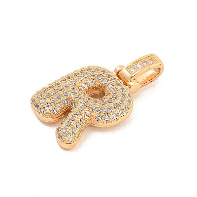 Brass Micro Pave Clear Cubic Zirconia Pendants KK-B099-01G-R-1