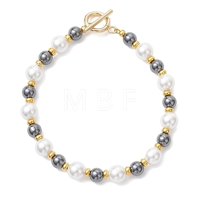 Shell Pearl & Non-Magnetic Synthetic Hematite Beaded Bracelets for Women BJEW-JB12897-1