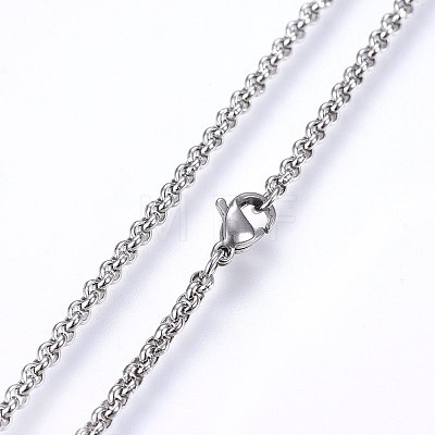 Tarnish Resistant 304 Stainless Steel Cable Chain Necklaces LS-NJEW-P226-02P-01-1