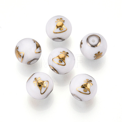 Christmas Opaque Glass Beads EGLA-R113-06C-1