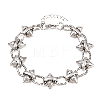 Punk 304 Stainless Steel Spiked Link Chain Bracelets for Women SA-H001-21P-1