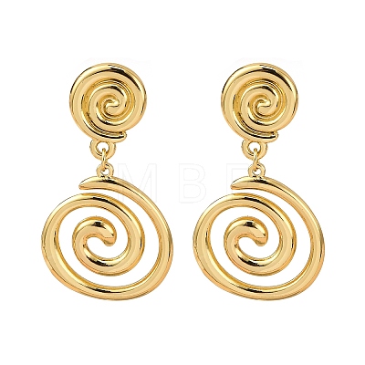 304 Stainless Steel Vortex Spiral Dangle Stud Earrings EJEW-L304-01G-1
