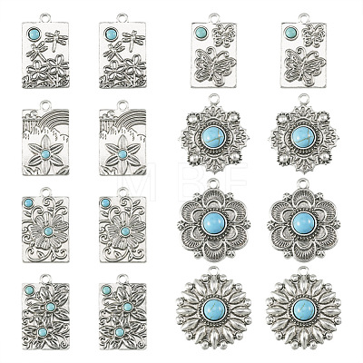 16Pcs 8 Styles Synthetic Turquoise Pendants FIND-TA0002-16-1