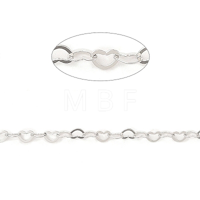 Anti-Tarnish Rhodium Plated 925 Sterling Silver Heart Link Chains STER-NH0001-28B-P-1