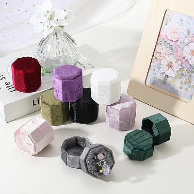 Velvet Cover Plastic Couple Ring Box VBOX-WH20003-001C-1