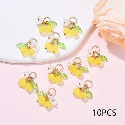 10Pcs Glass Pendants PALLOY-YW00093-02-1