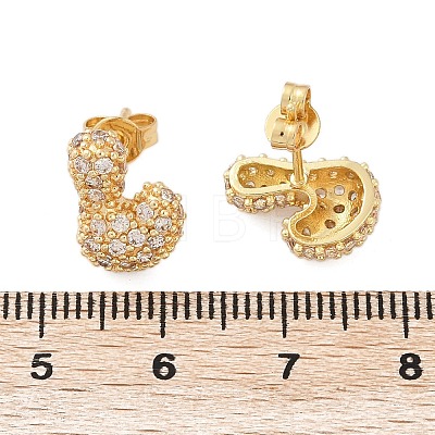 Brass Micro Pave Cubic Zirconia Stud Earrings EJEW-Z091-04G-L-1