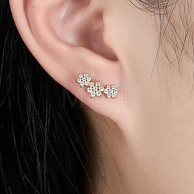 Cubic Zirconia Flower Stud Earrings HO3572-6-1