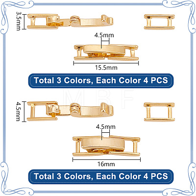 24Pcs 6 Styles Brass Fold Over Clasps FIND-PH0021-50-1