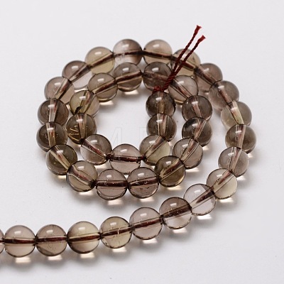 Natural Smoky Quartz Round Beads Strands G-E329-10mm-38-1