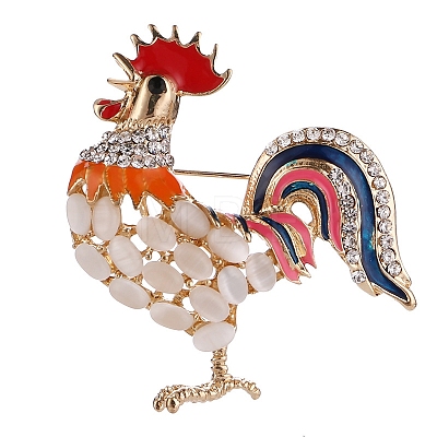 Rooster with Cat Eye Pins PW-WG79535-01-1