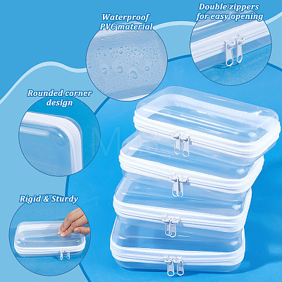 6Pcs Transparent PET Desktop Storage Zipper Boxes ABAG-WA0001-44C-1