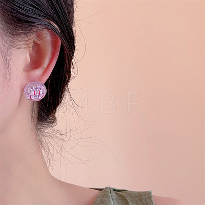 Transparent Acrylic Smiling Face Stud Earrings with Sequins FS-WG0A61D-04-1