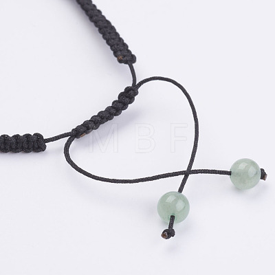 Natural Gemstone Beads Braided Bracelets X-BJEW-JB02949-1