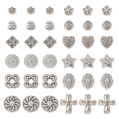  120Pcs 12 Styles Tibetan Style Alloy Beads TIBE-TA0001-28-1