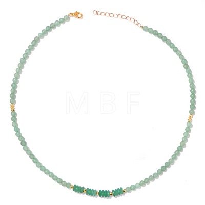 Adjustable 4MM Round Natural Green Aventurine Graduated Beaded Necklaces with Heishi Beads for Women Elegant Fashion Jewelry Gift RG0808-4-1