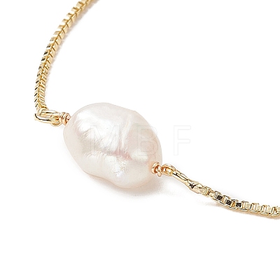 Oval Natural Pearl Beaded Slider Bracelet X-BJEW-JB09315-02-1